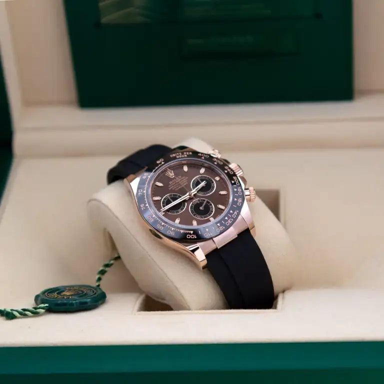 Rolex Daytona Rose Gold with chocolate Dial Black Ceramic Bezel Oyste